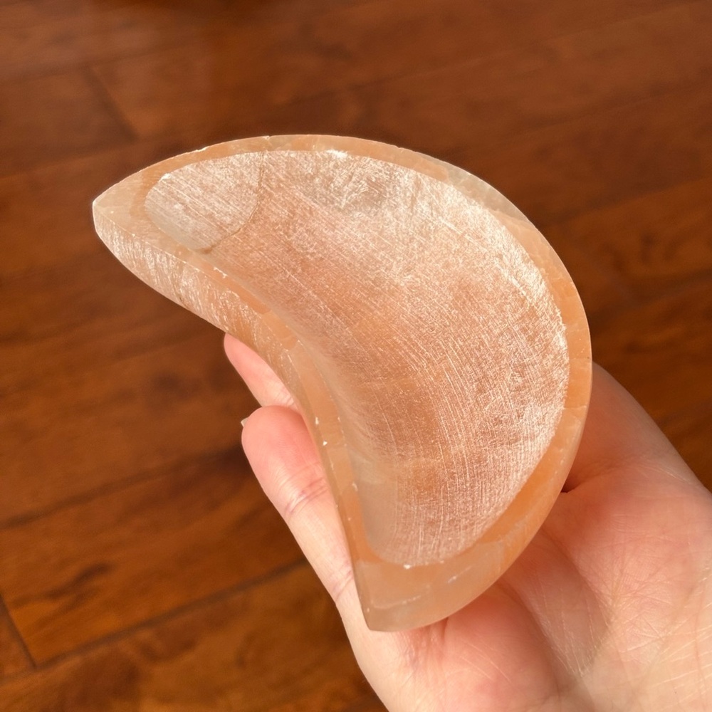 Peach Selenite Crescent Moon Crystal Bowl (💸 Bundle Crystals to Save!)